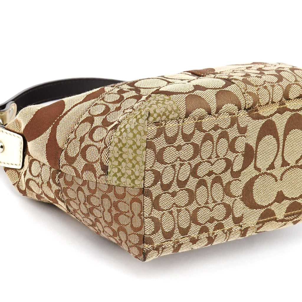 Beige Signature Patchwork Hobo Bag