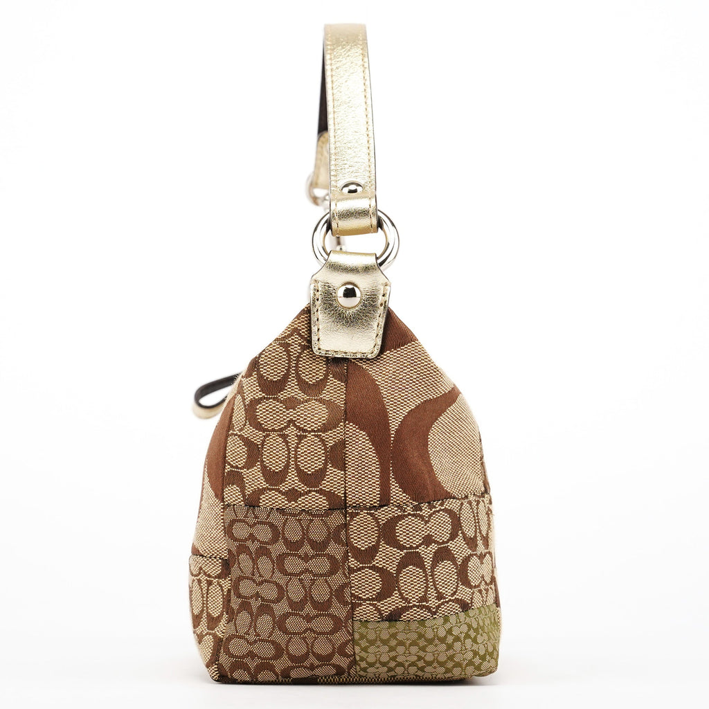 Beige Signature Patchwork Hobo Bag