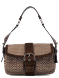 Beige Suede Signature C Soho Shoulder Bag