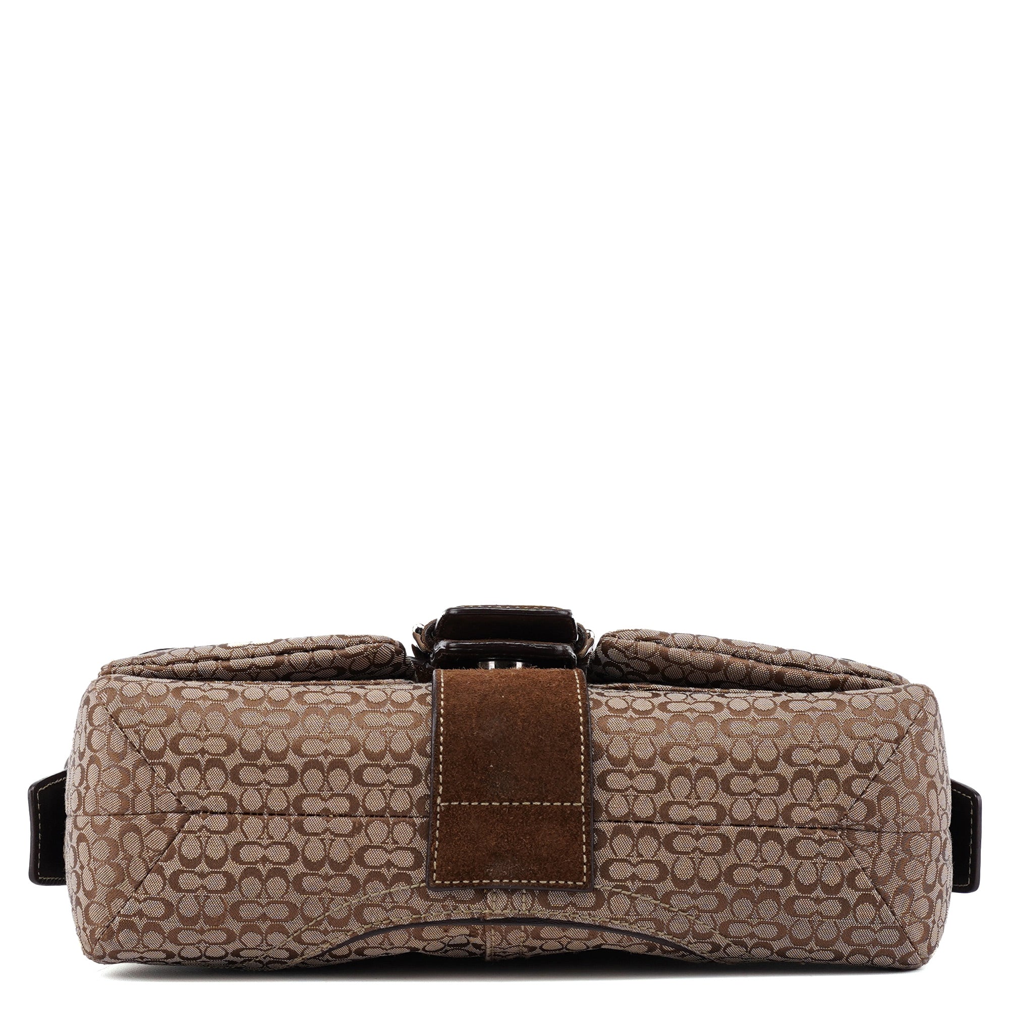 Beige Suede Signature C Soho Shoulder Bag