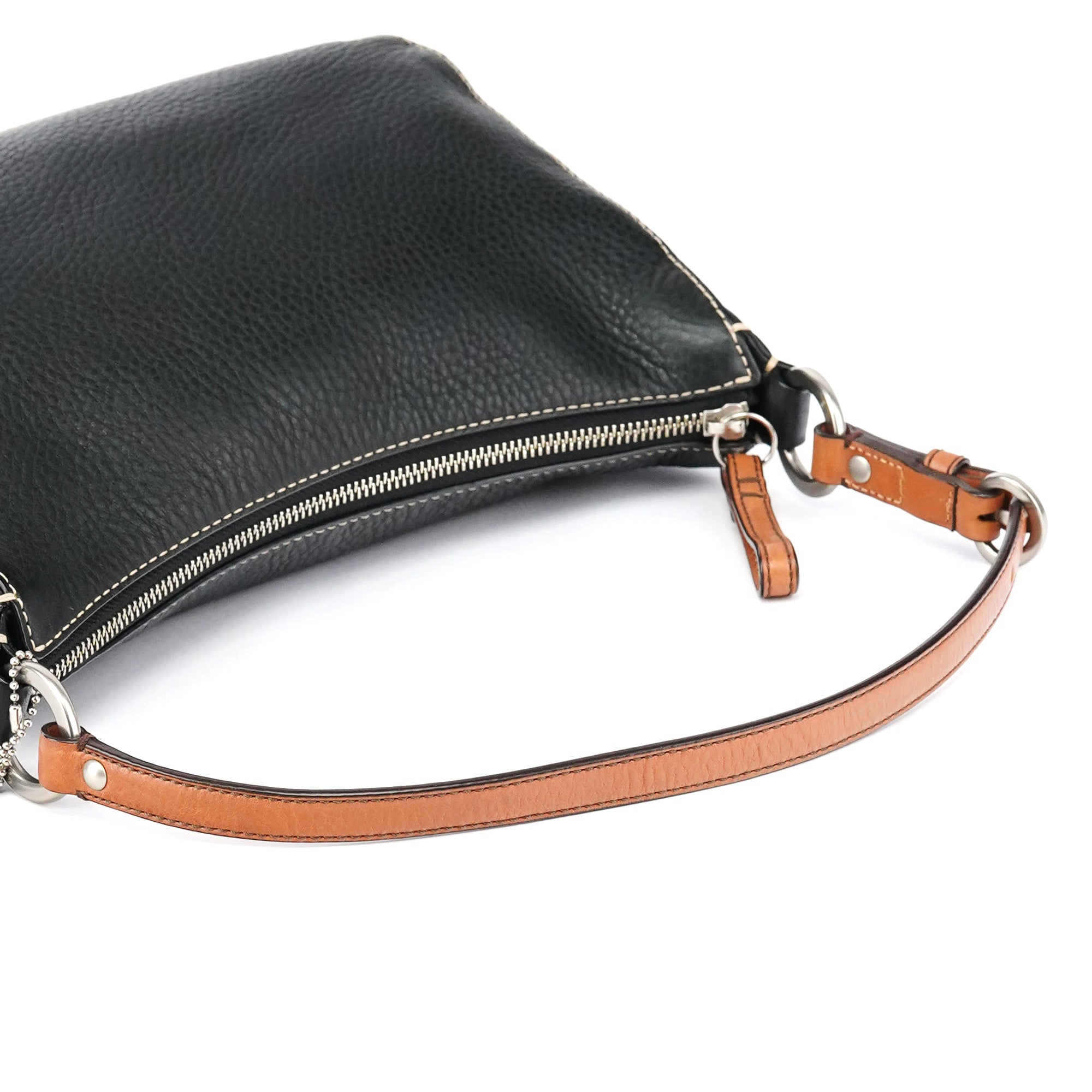 Black Grained Leather Chelsea Shoulder Bag