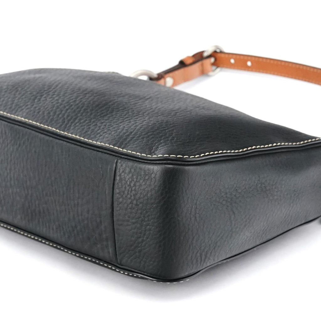 Black Grained Leather Chelsea Shoulder Bag