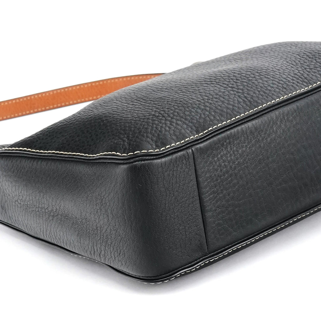 Black Grained Leather Chelsea Shoulder Bag