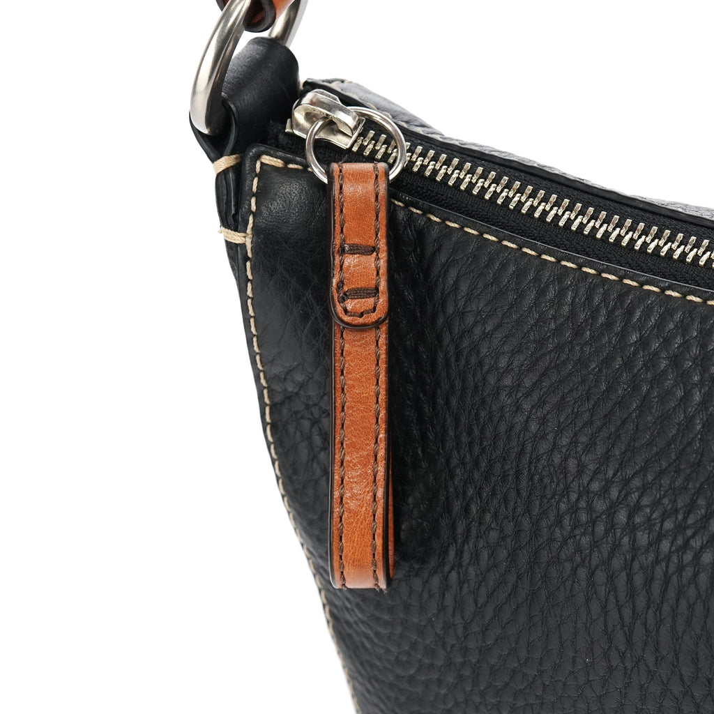 Black Grained Leather Chelsea Shoulder Bag