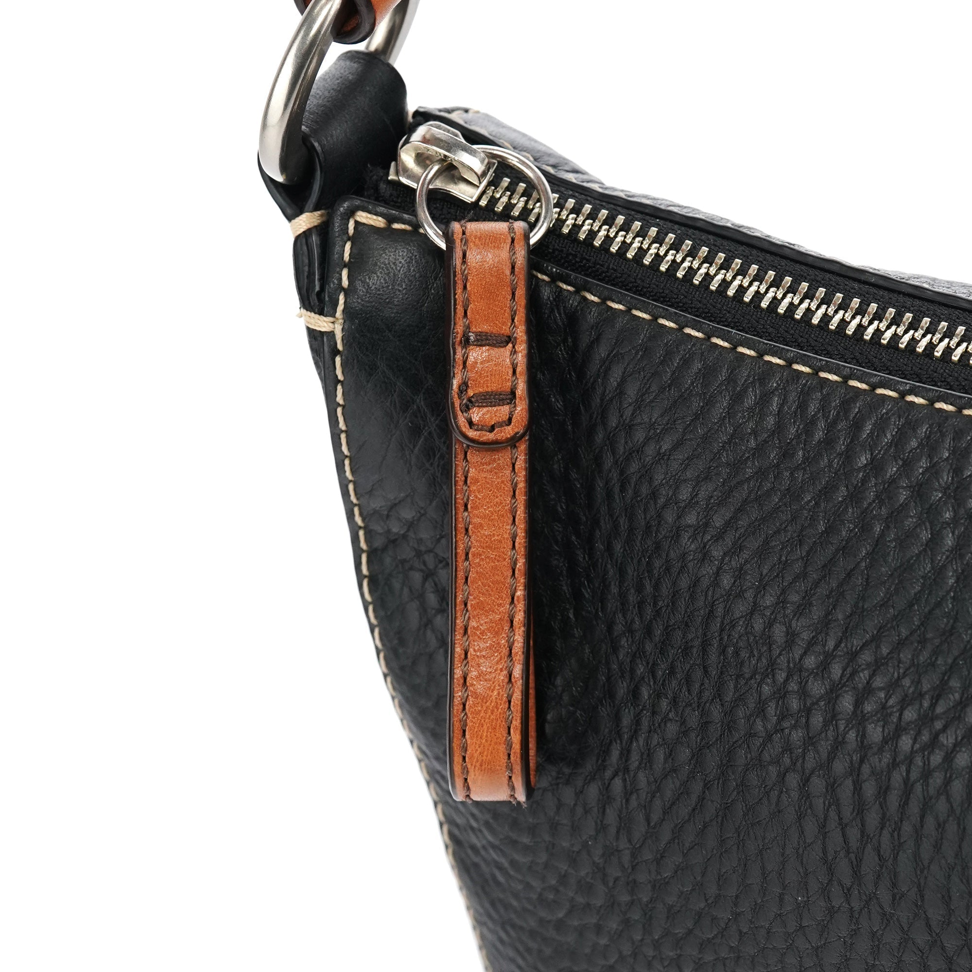 Black Grained Leather Chelsea Shoulder Bag