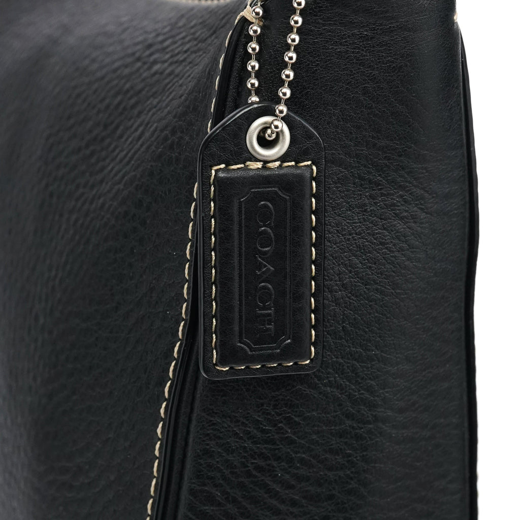 Black Grained Leather Chelsea Shoulder Bag