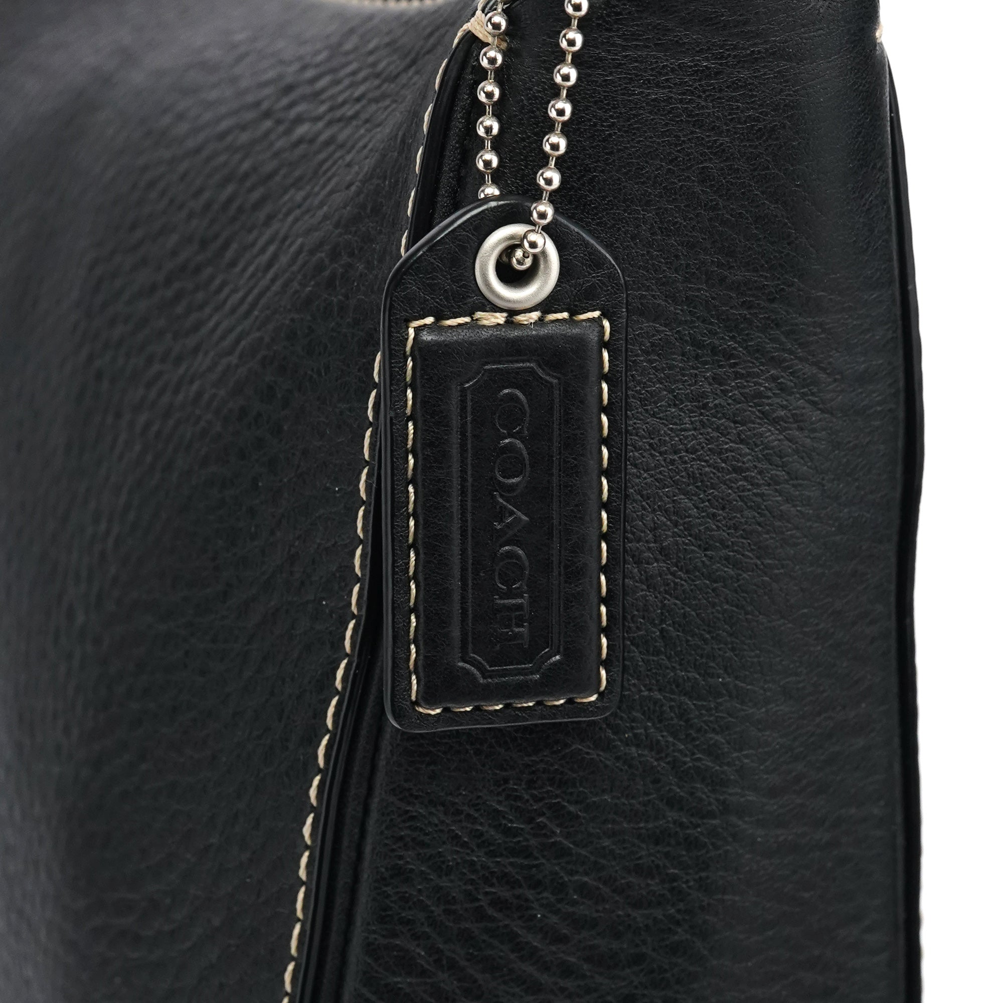 Black Grained Leather Chelsea Shoulder Bag