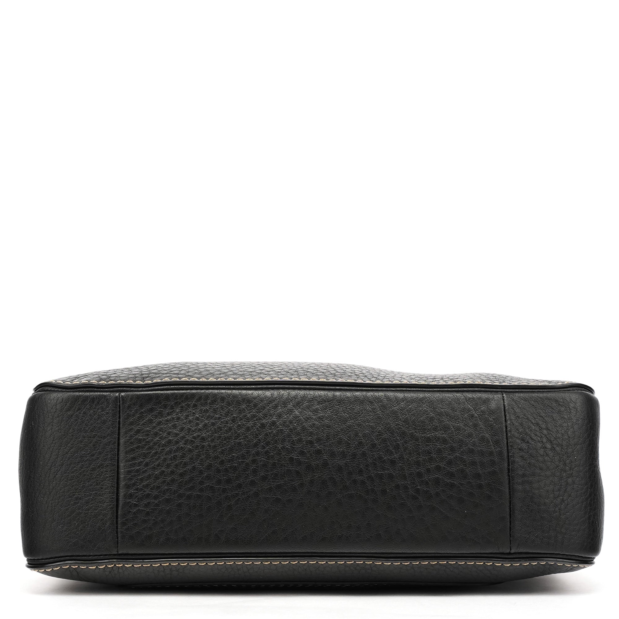 Black Grained Leather Chelsea Shoulder Bag