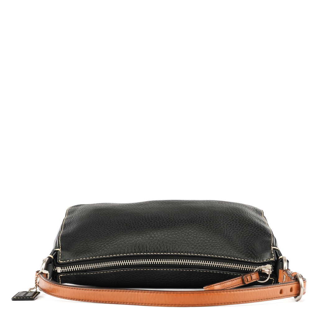 Black Grained Leather Chelsea Shoulder Bag