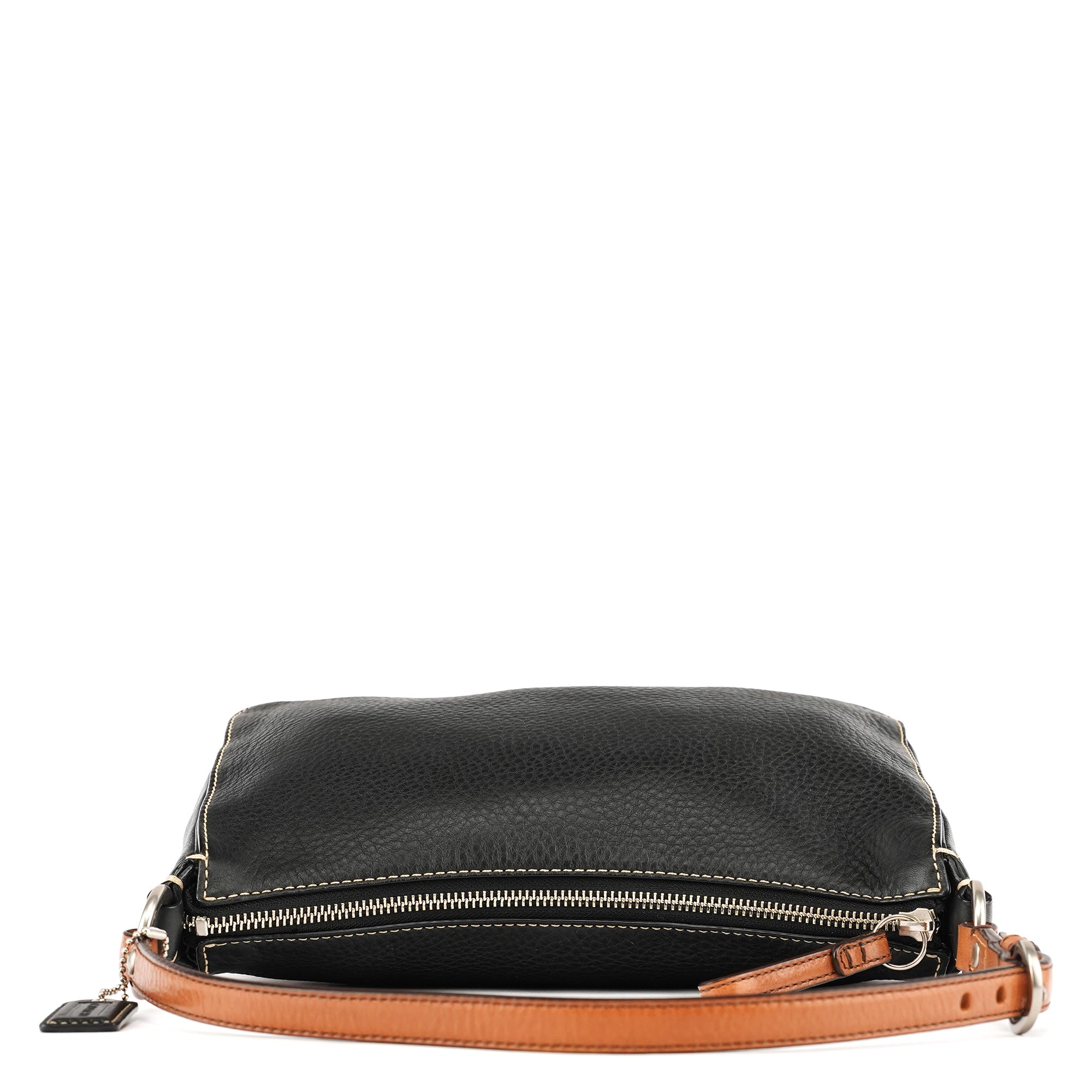 Black Grained Leather Chelsea Shoulder Bag