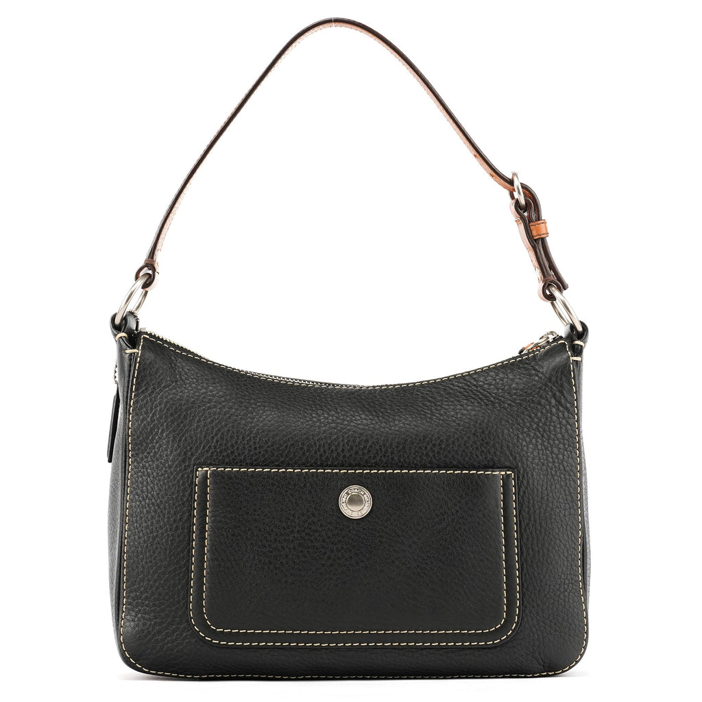 Black Grained Leather Chelsea Shoulder Bag