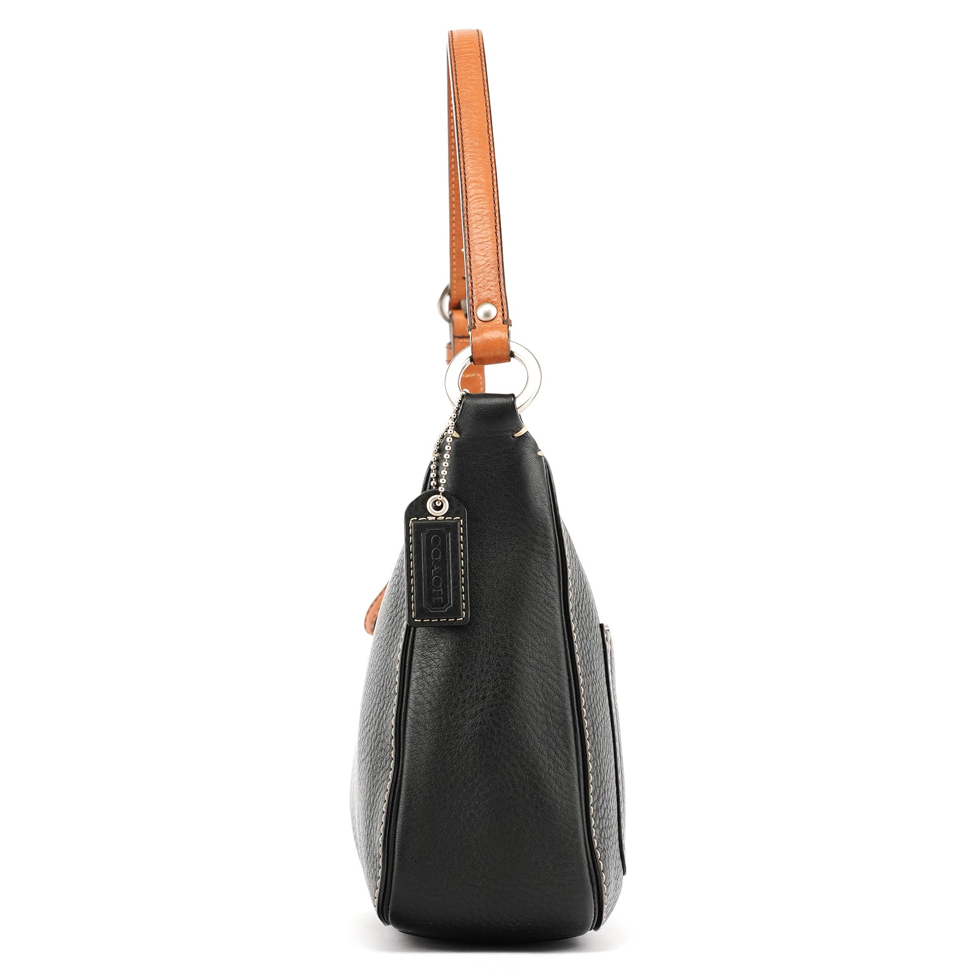 Black Grained Leather Chelsea Shoulder Bag