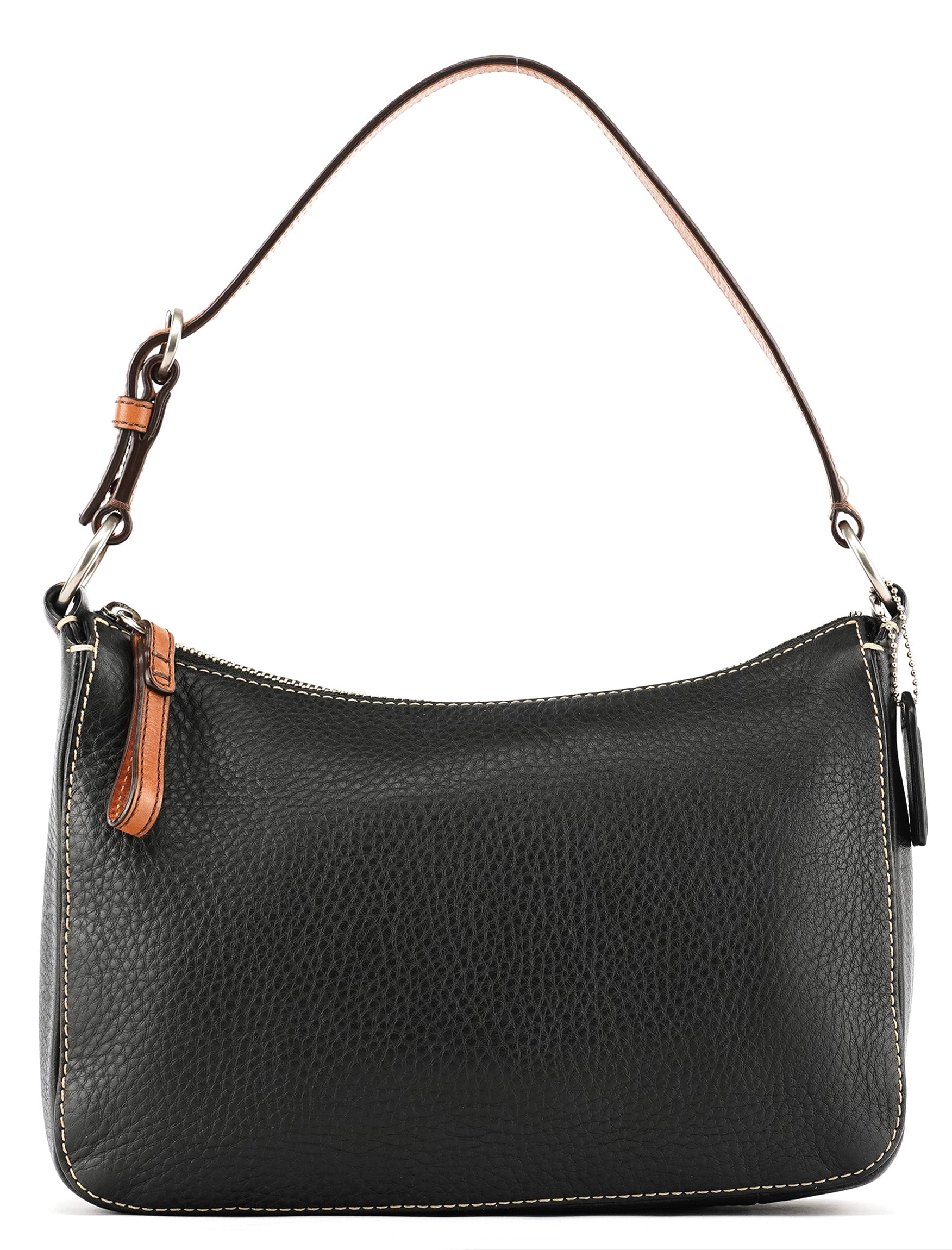 Black Grained Leather Chelsea Shoulder Bag