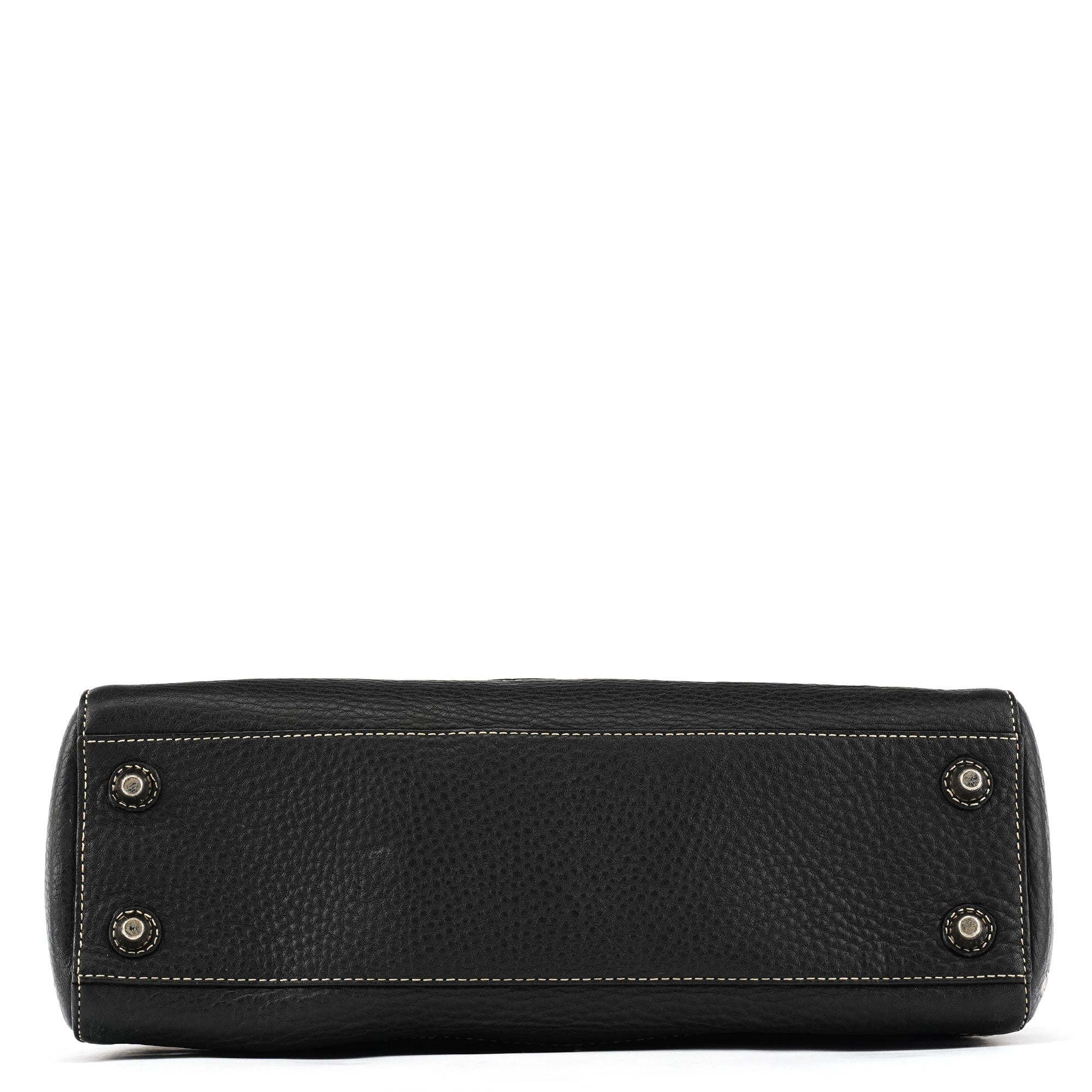 Black Grained Leather Hamptons Tote Bag