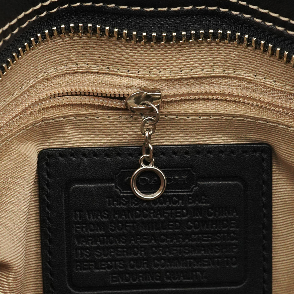 Black Grained Leather Hamptons Tote Bag