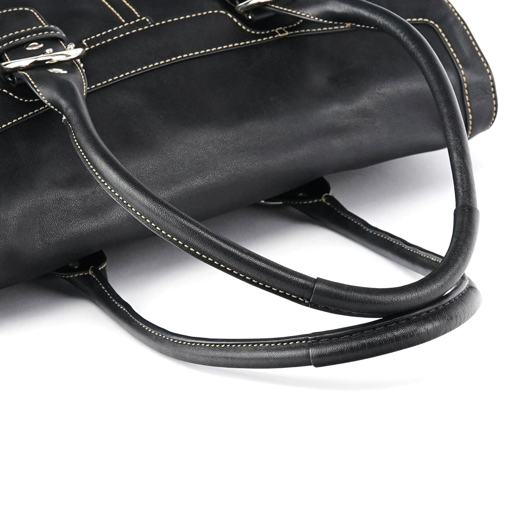 Black Leather Soho Tote Bag