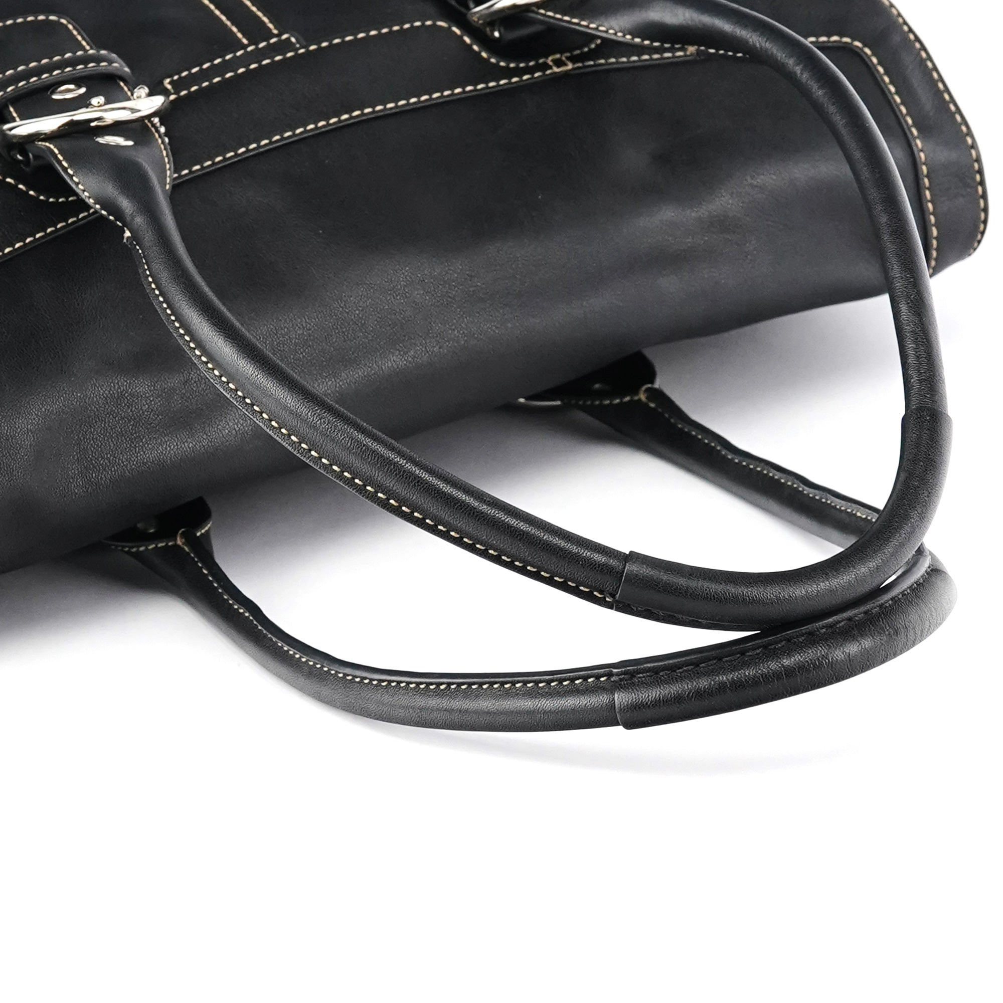 Black Leather Soho Tote Bag