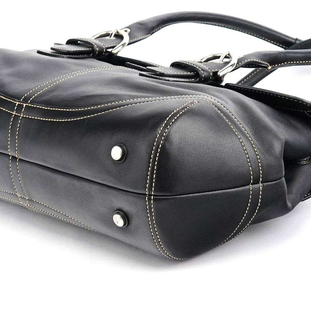 Black Leather Soho Tote Bag