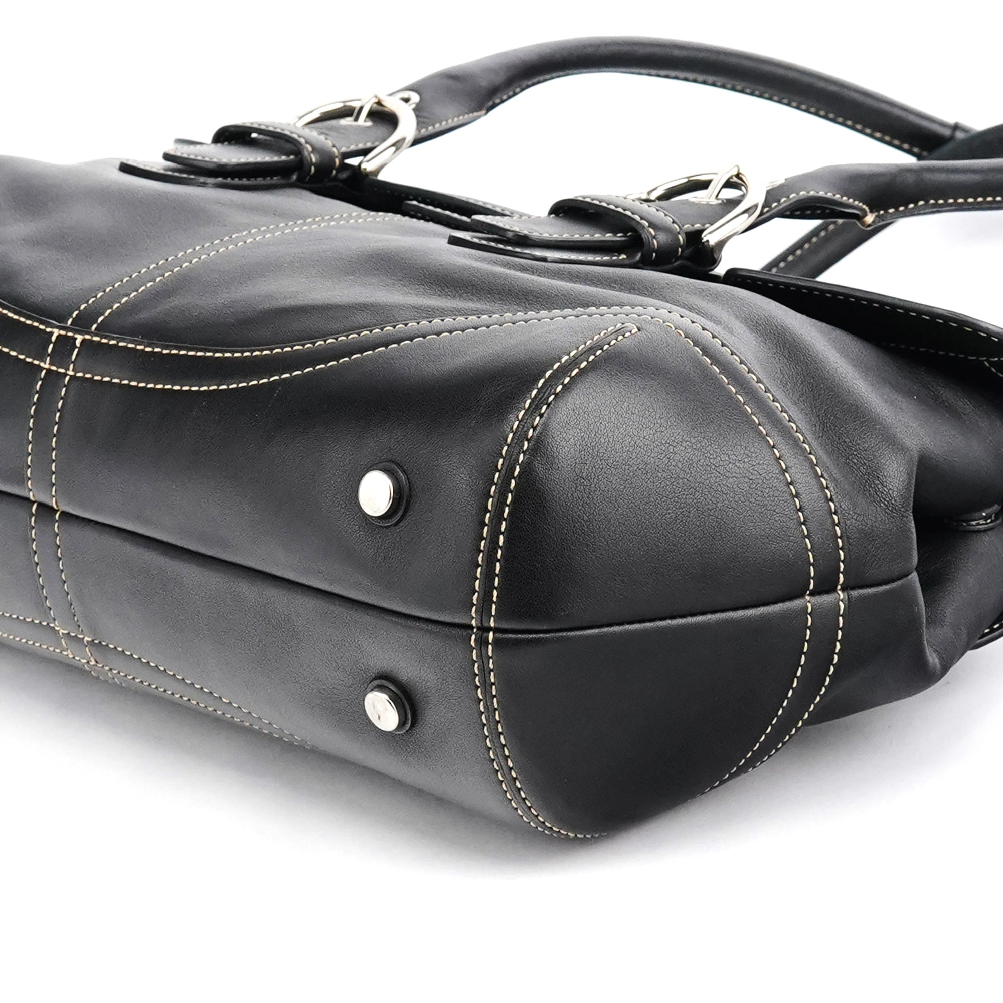 Black Leather Soho Tote Bag