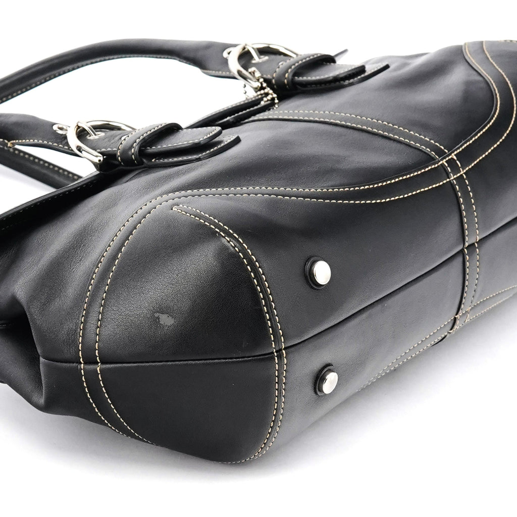 Black Leather Soho Tote Bag