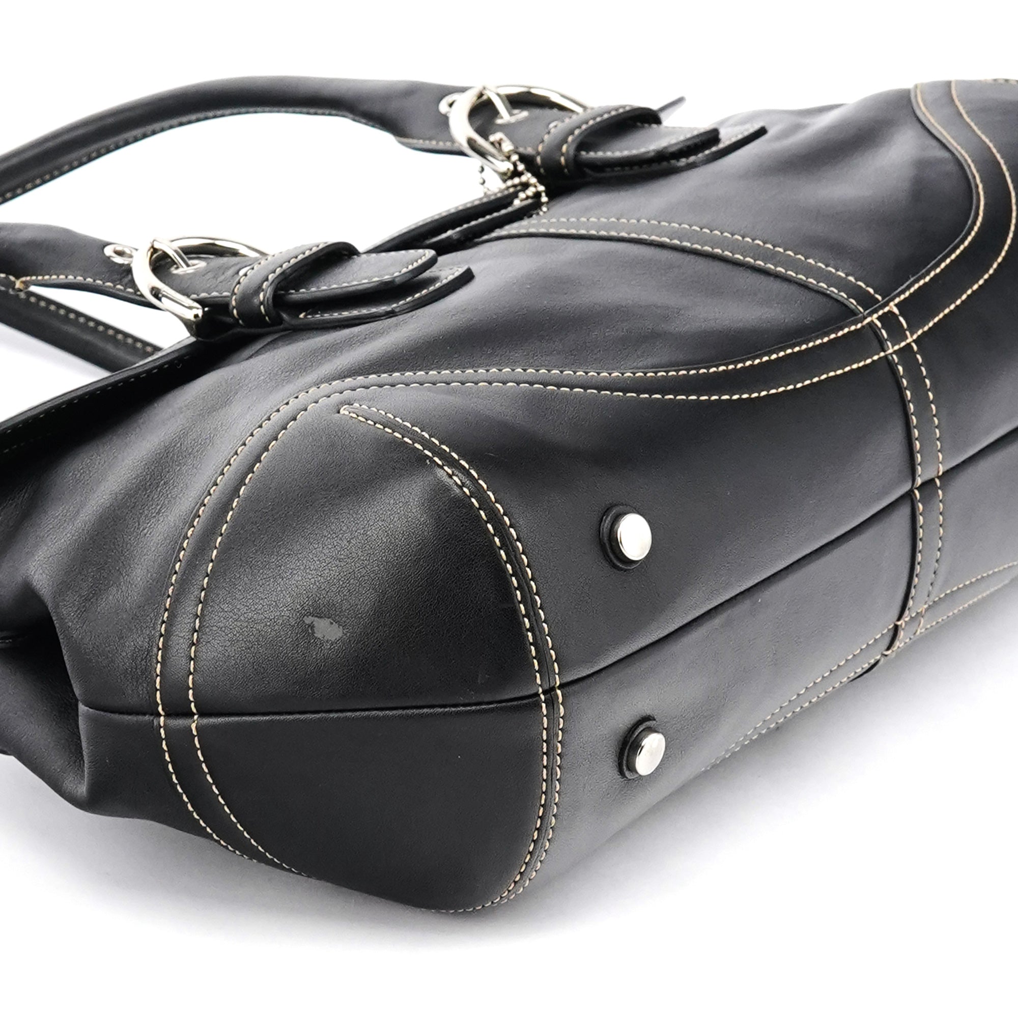 Black Leather Soho Tote Bag