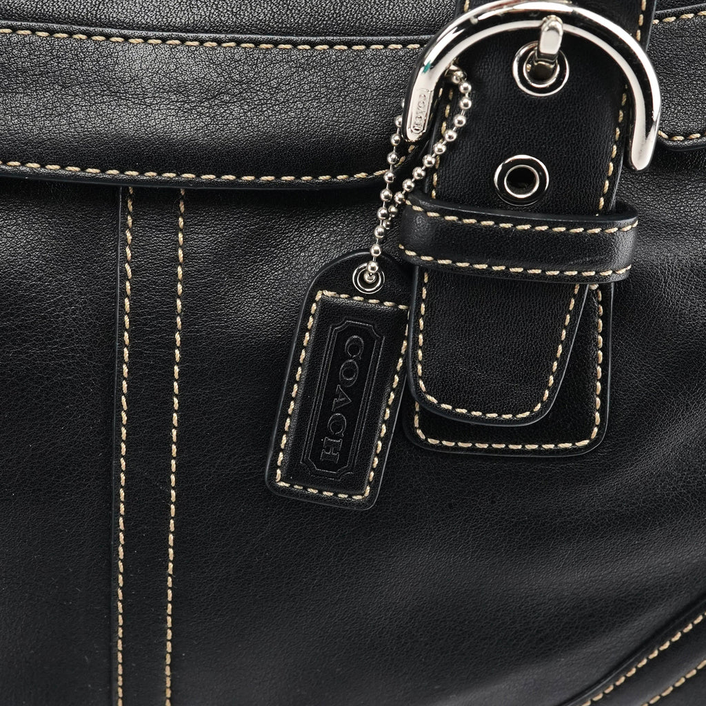 Black Leather Soho Tote Bag