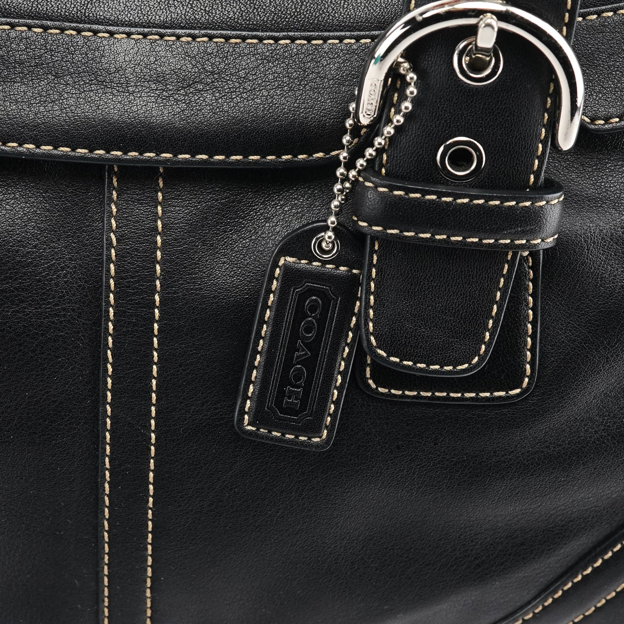 Black Leather Soho Tote Bag