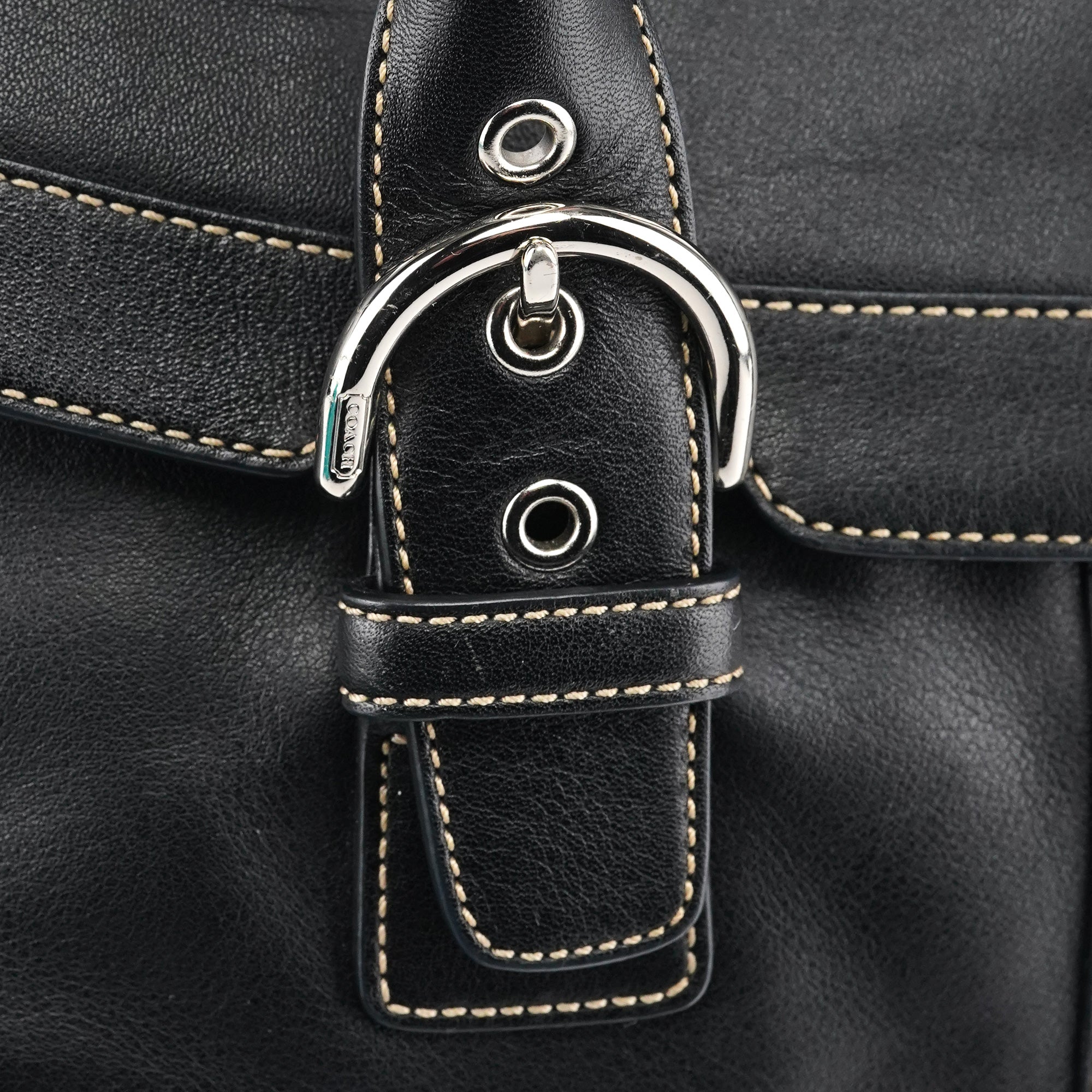 Black Leather Soho Tote Bag