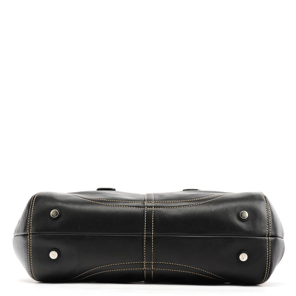 Black Leather Soho Tote Bag