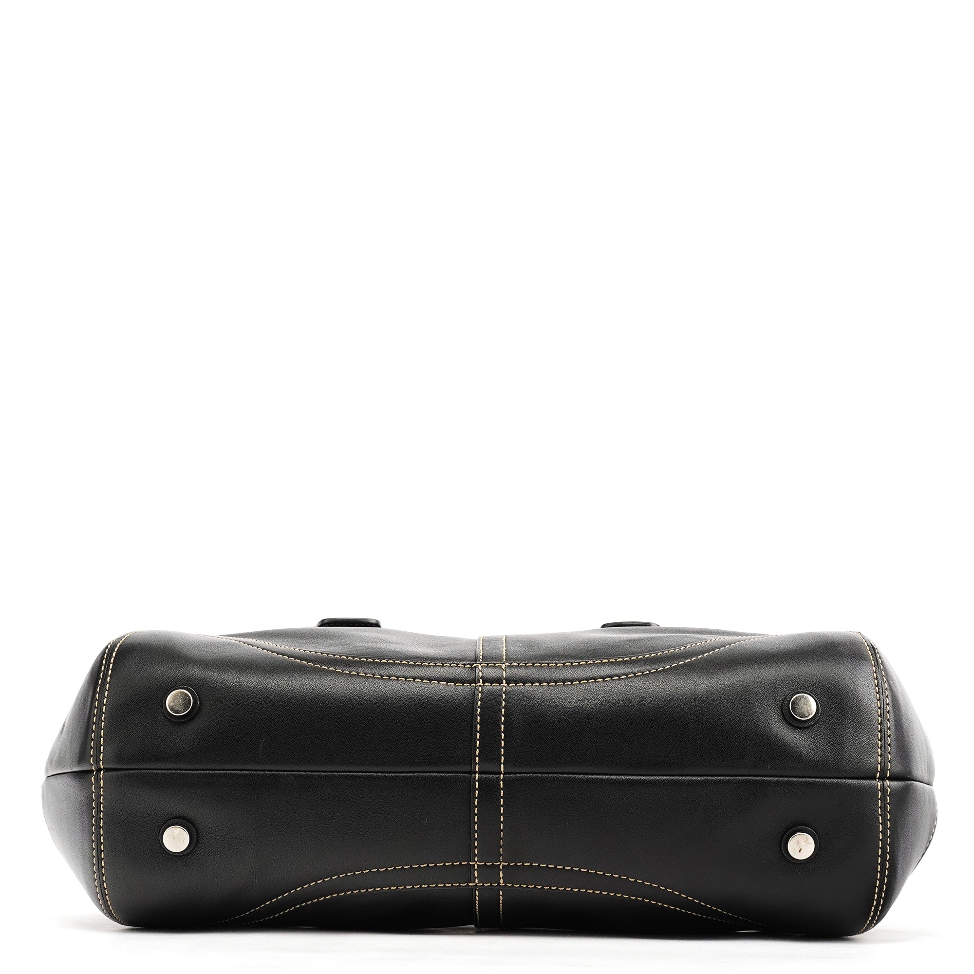 Black Leather Soho Tote Bag