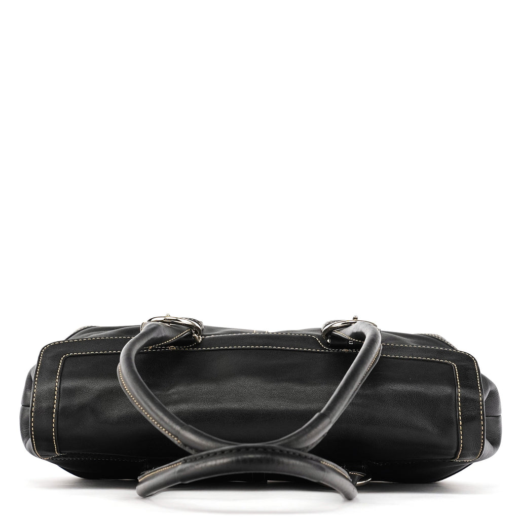 Black Leather Soho Tote Bag