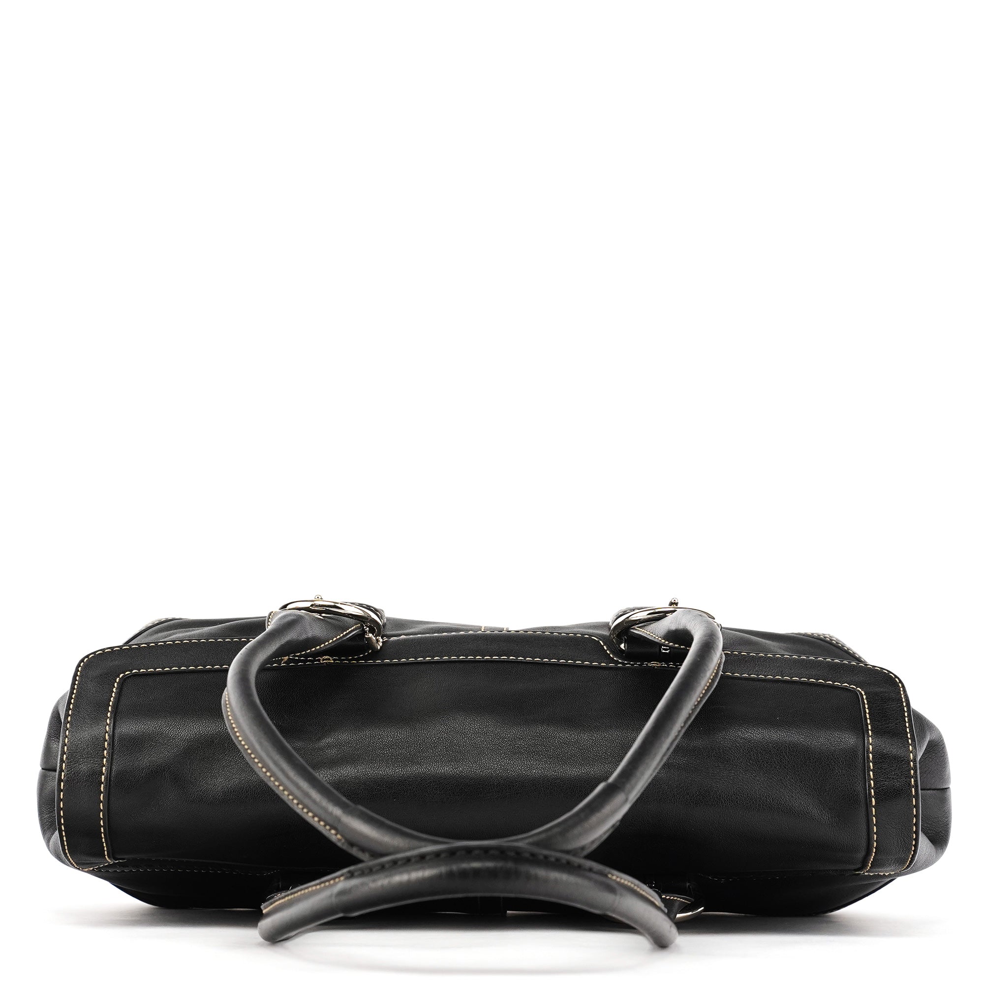Black Leather Soho Tote Bag