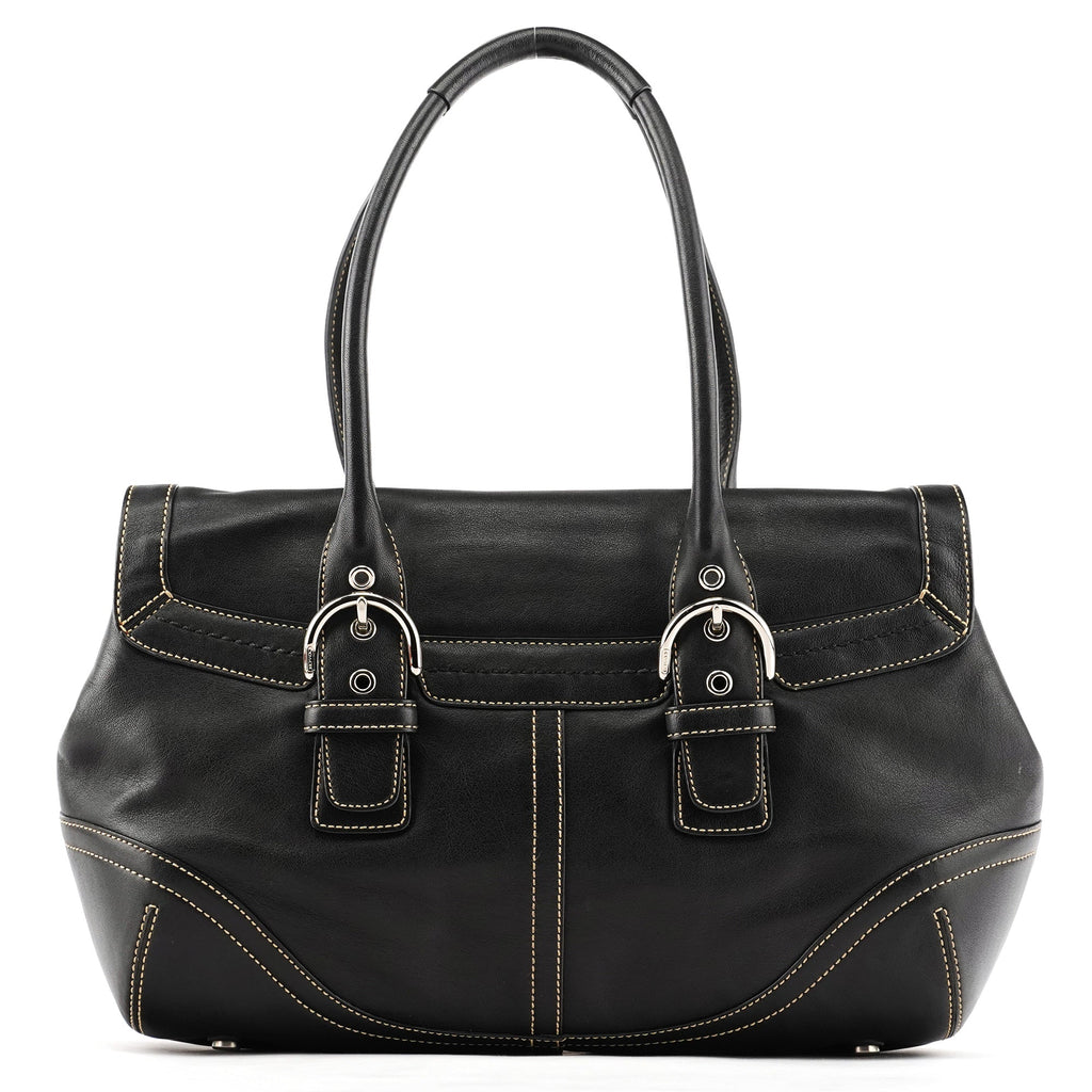 Black Leather Soho Tote Bag