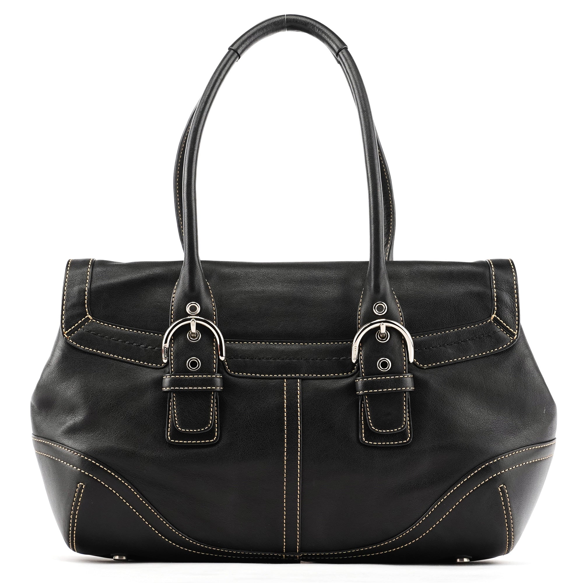 Black Leather Soho Tote Bag