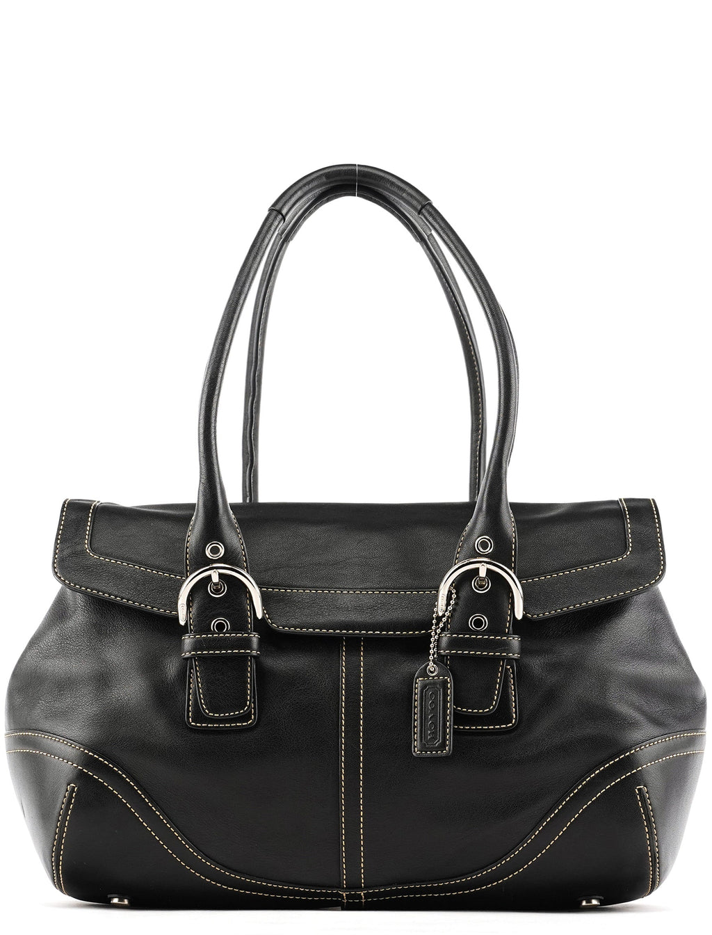 Black Leather Soho Tote Bag