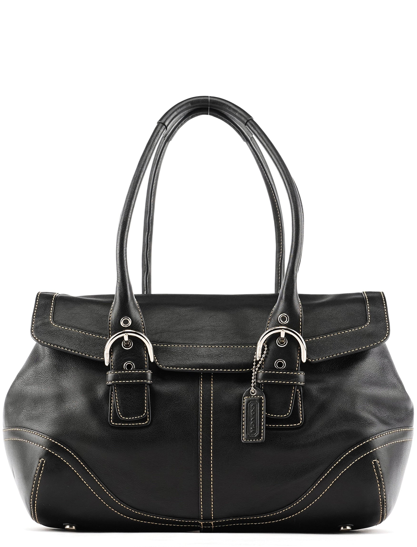 Black Leather Soho Tote Bag