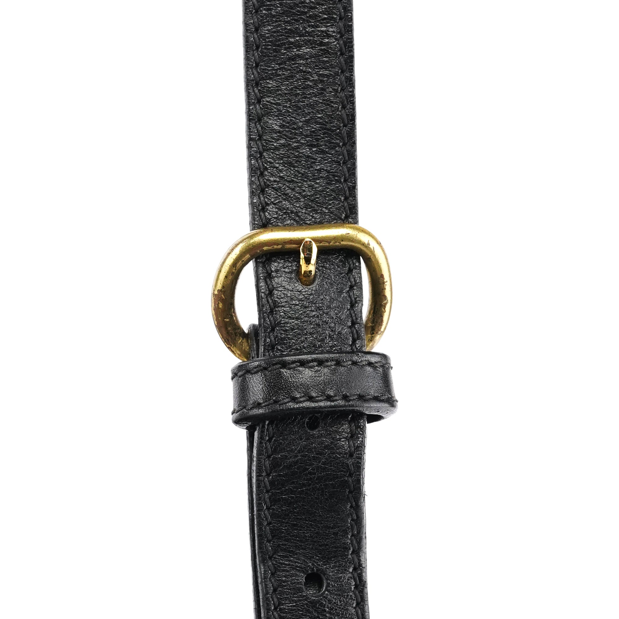 Black Leather Turnlock Crossbody Bag