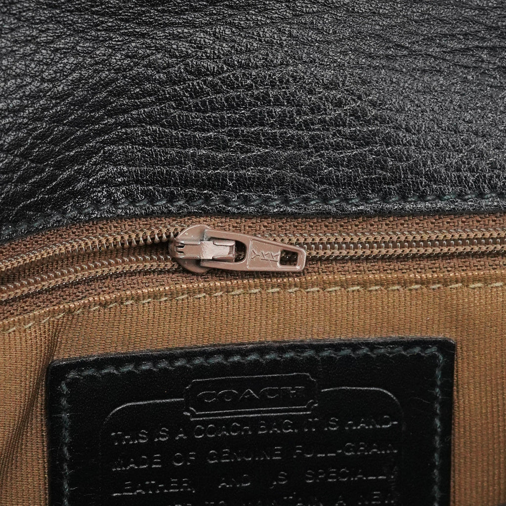 Black Leather Turnlock Crossbody Bag