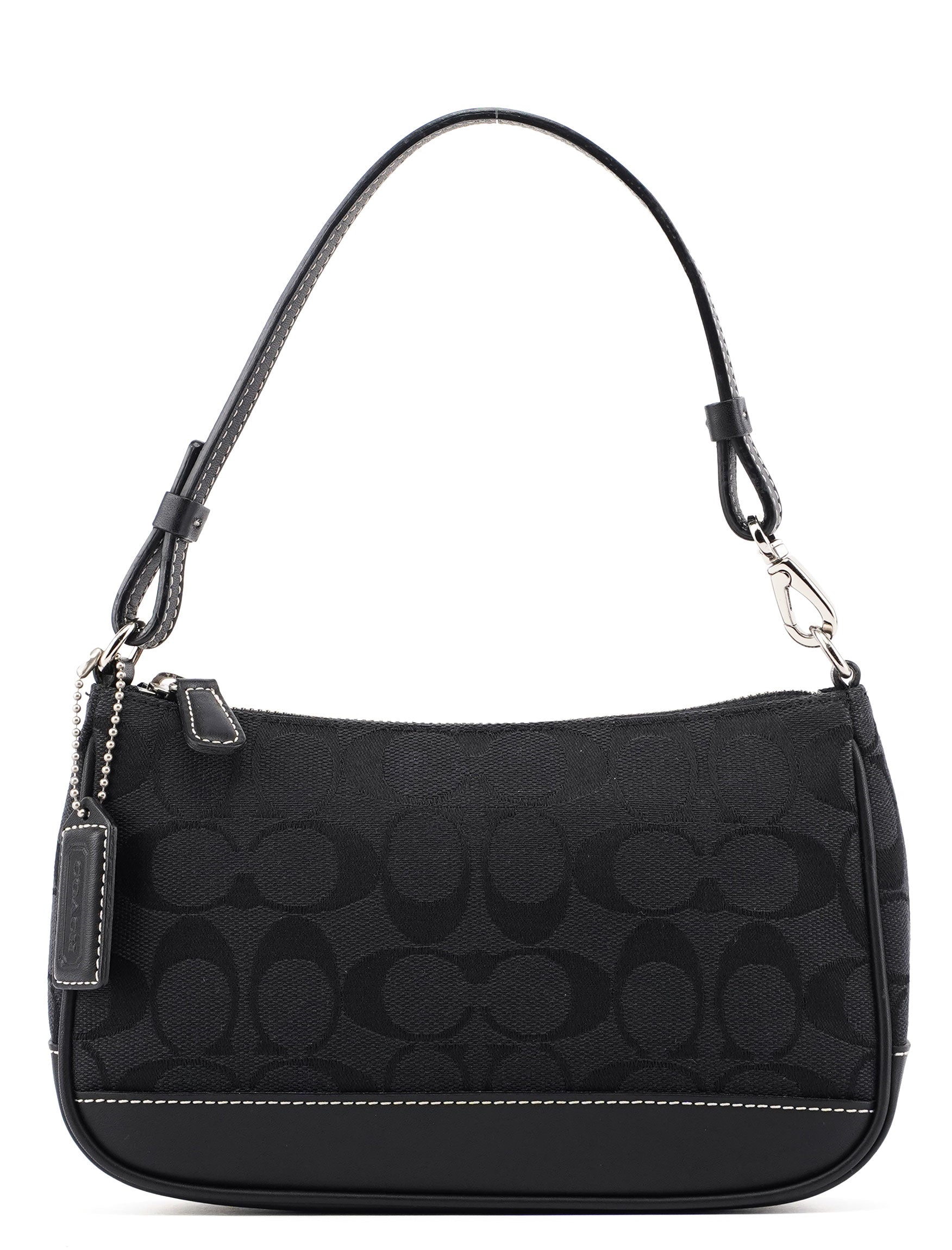 Black Monogram Canvas Calfskin Shoulder Bag