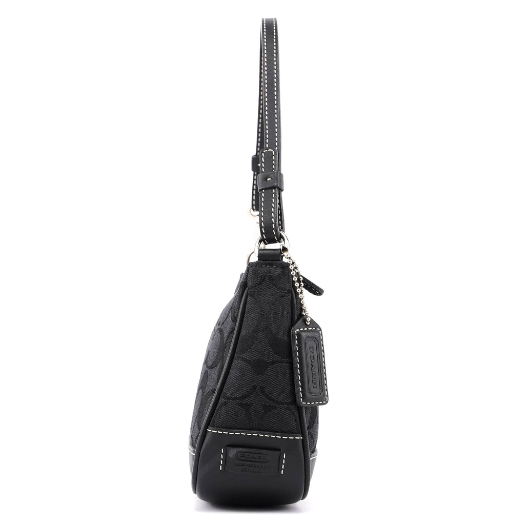 Black Monogram Canvas Calfskin Shoulder Bag