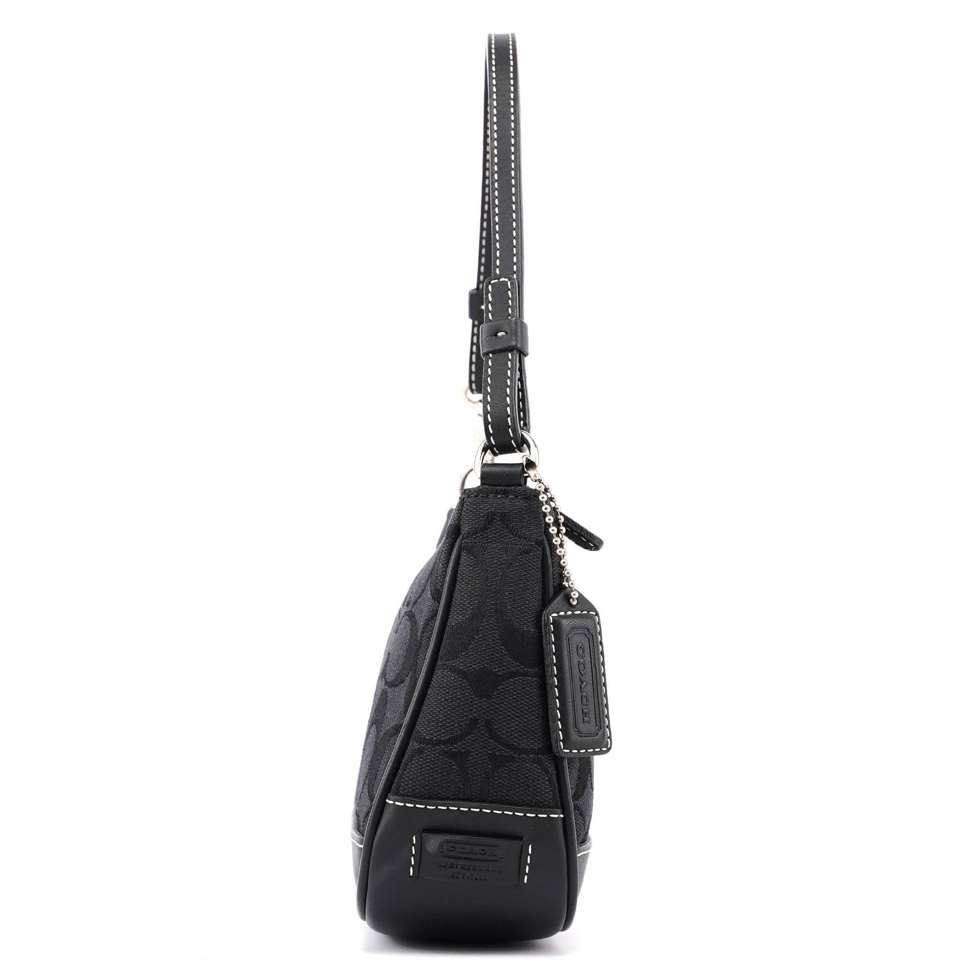 Black Monogram Canvas Calfskin Shoulder Bag