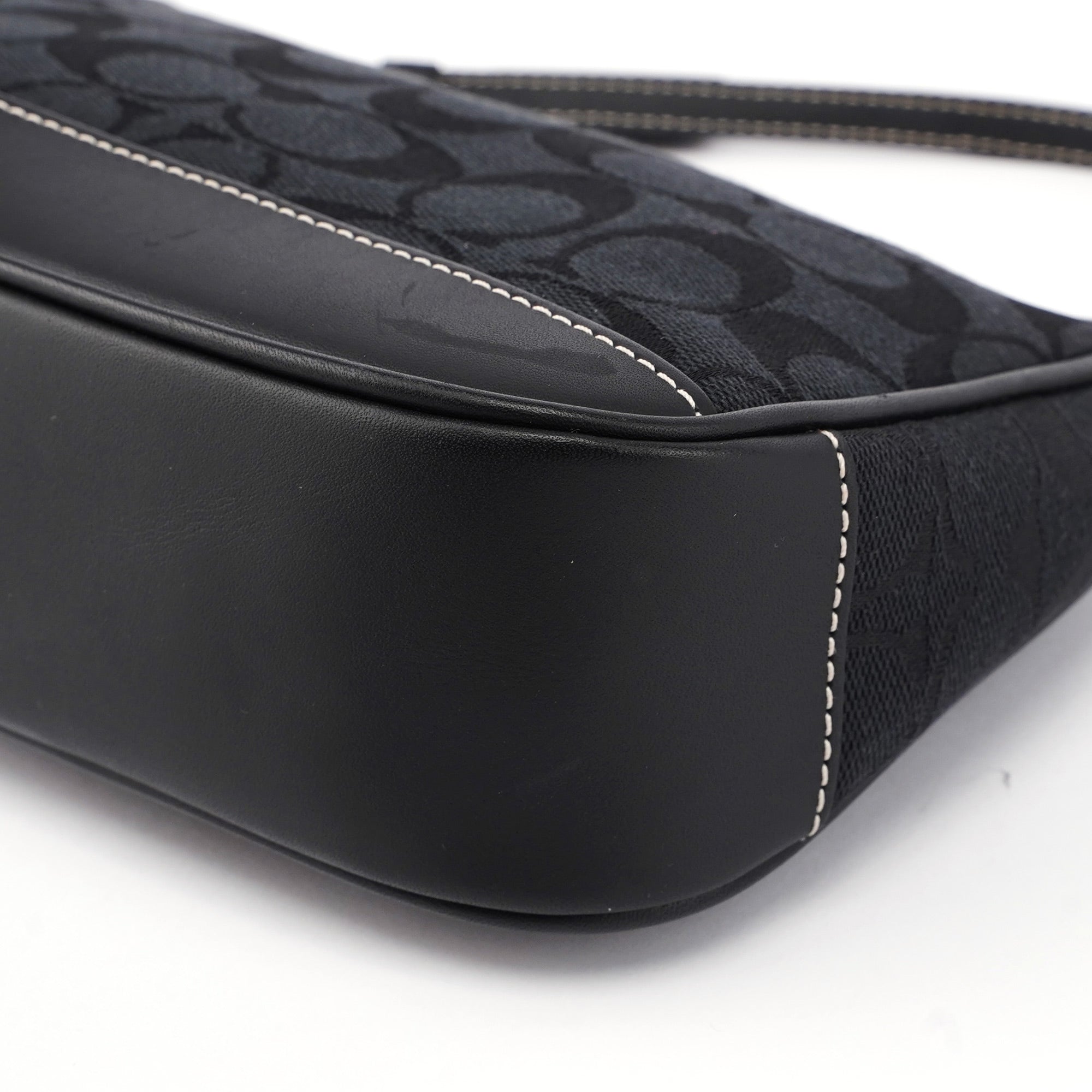 Black Monogram Canvas Calfskin Shoulder Bag