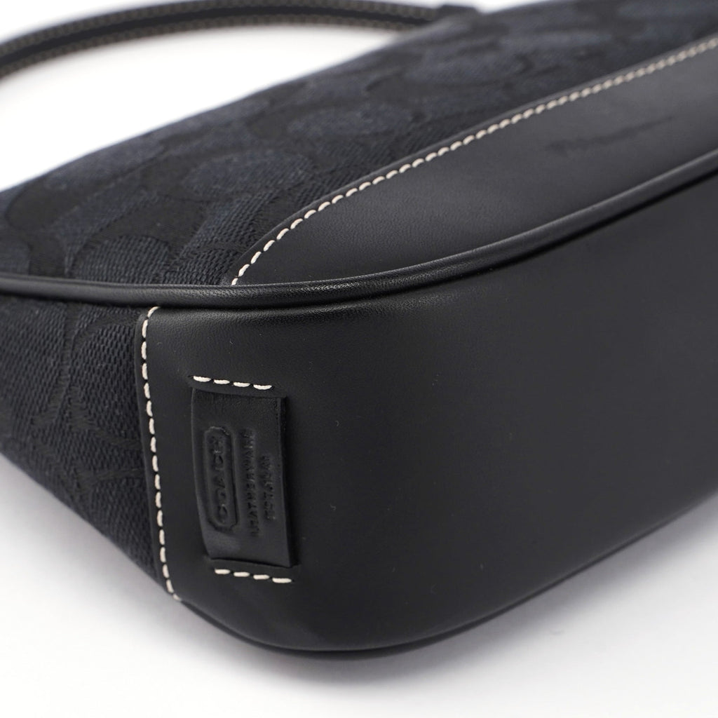 Black Monogram Canvas Calfskin Shoulder Bag