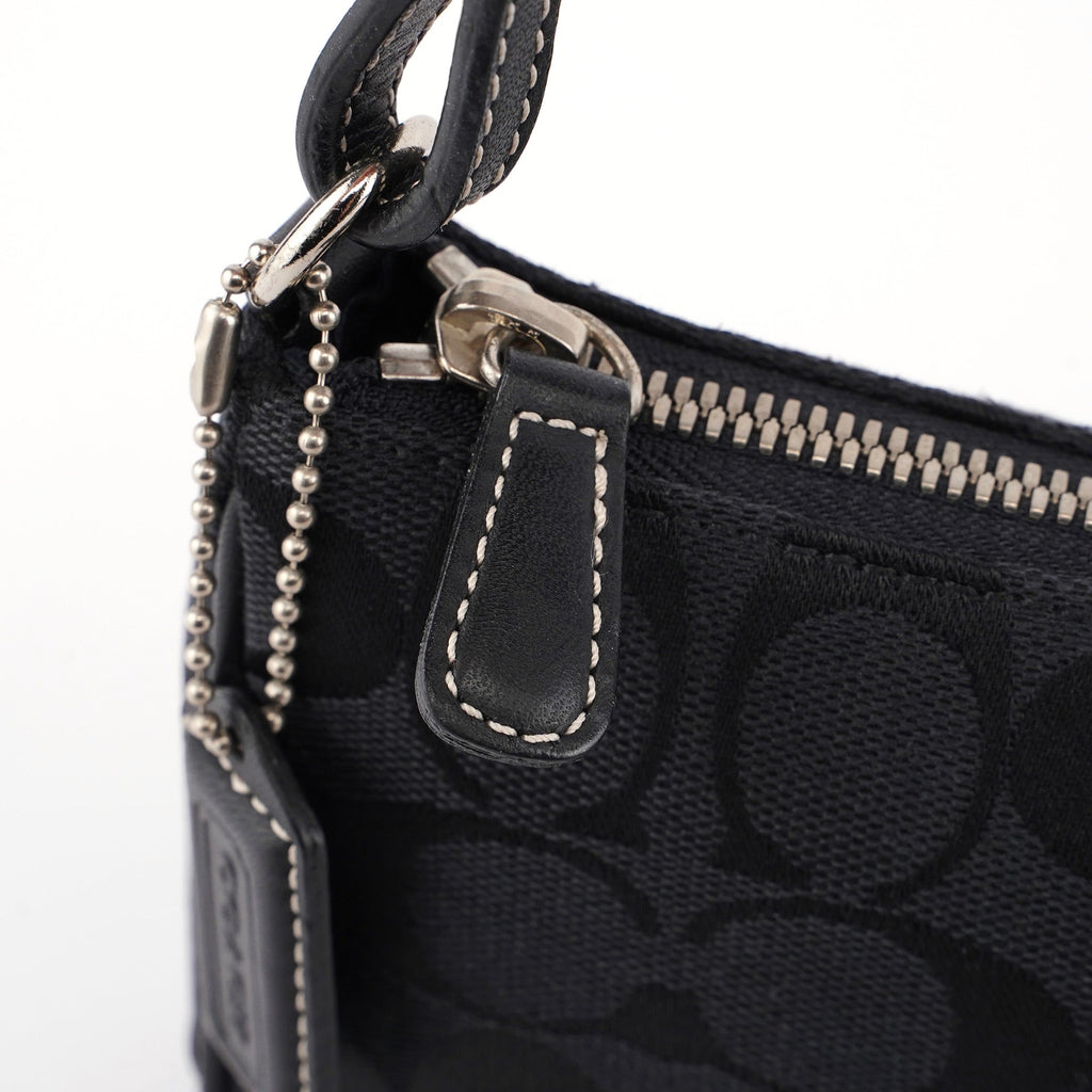 Black Monogram Canvas Calfskin Shoulder Bag