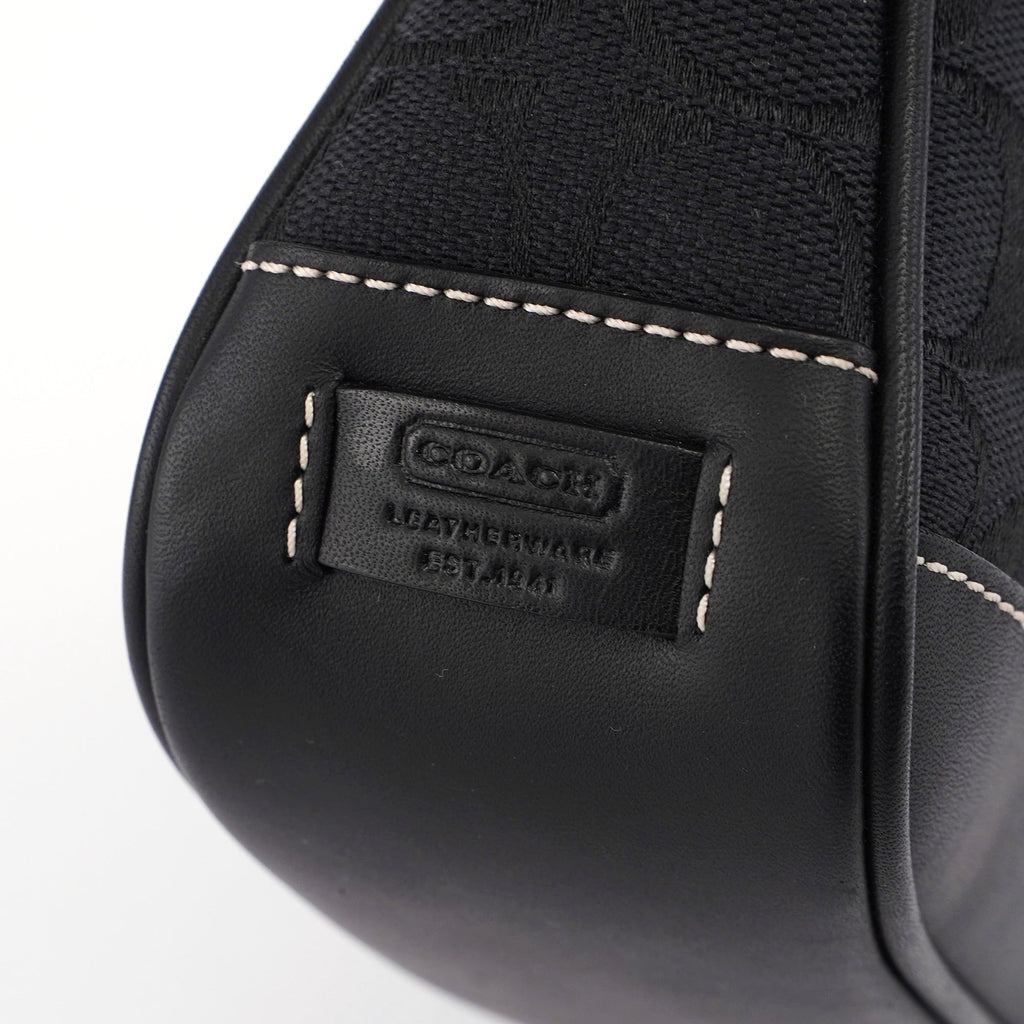 Black Monogram Canvas Calfskin Shoulder Bag
