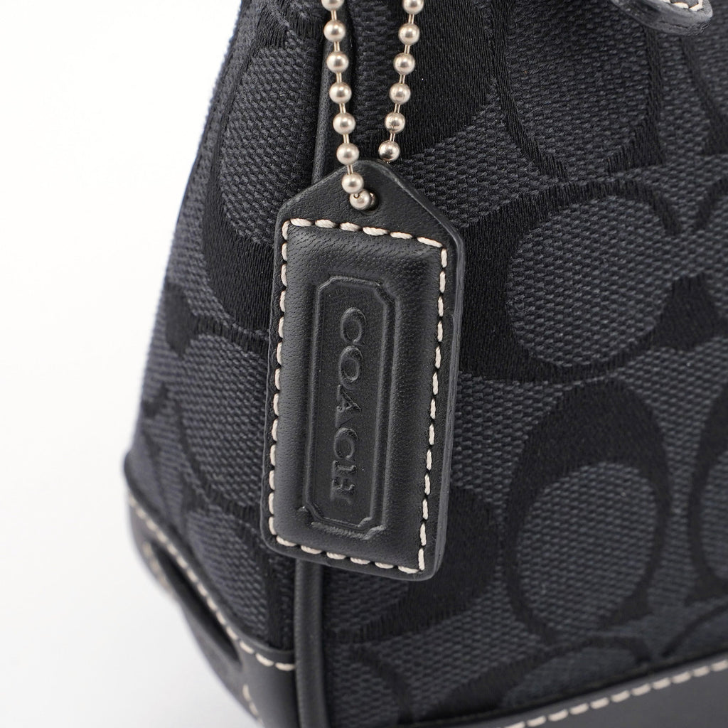 Black Monogram Canvas Calfskin Shoulder Bag