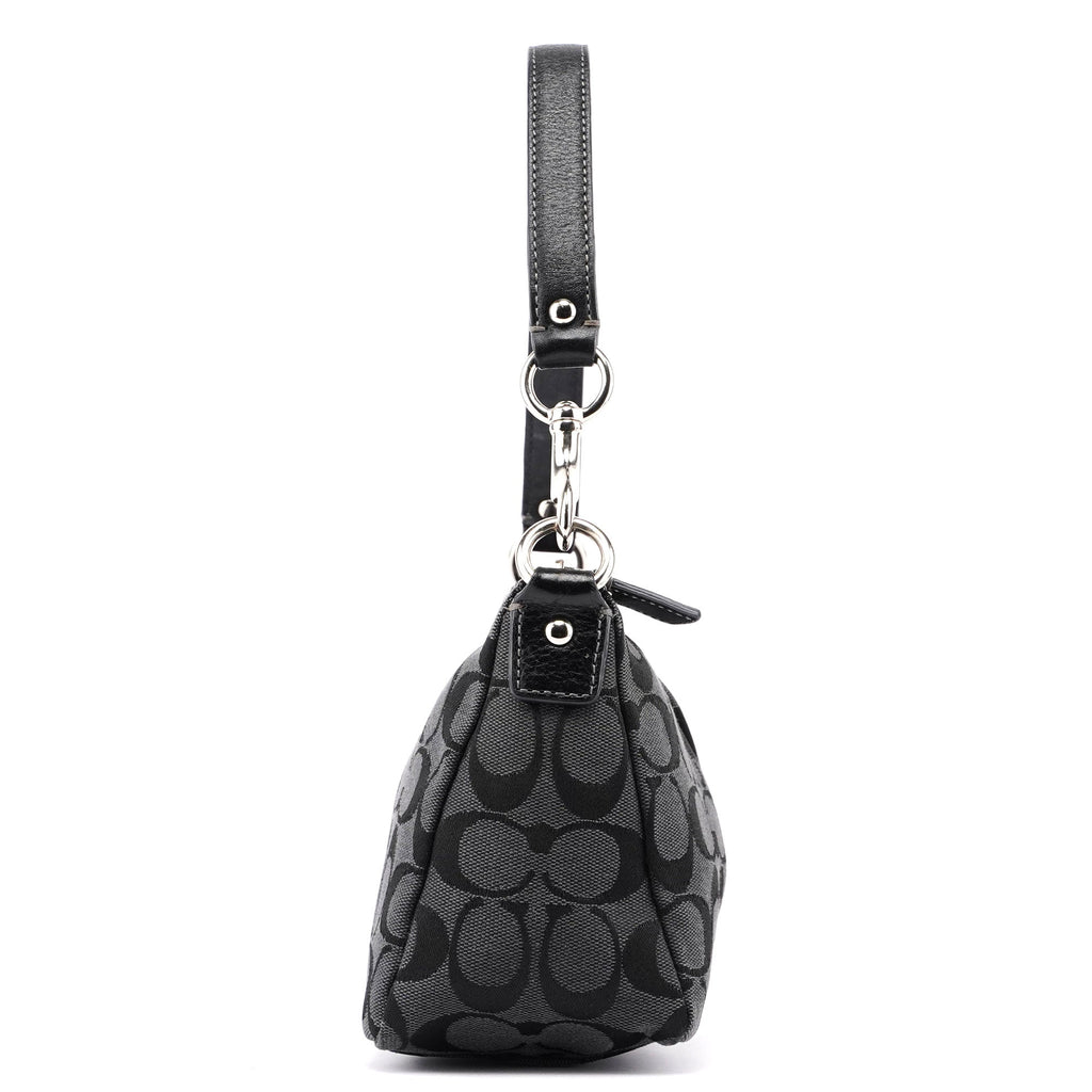 Black Monogram Canvas Calfskin Shoulder Bag