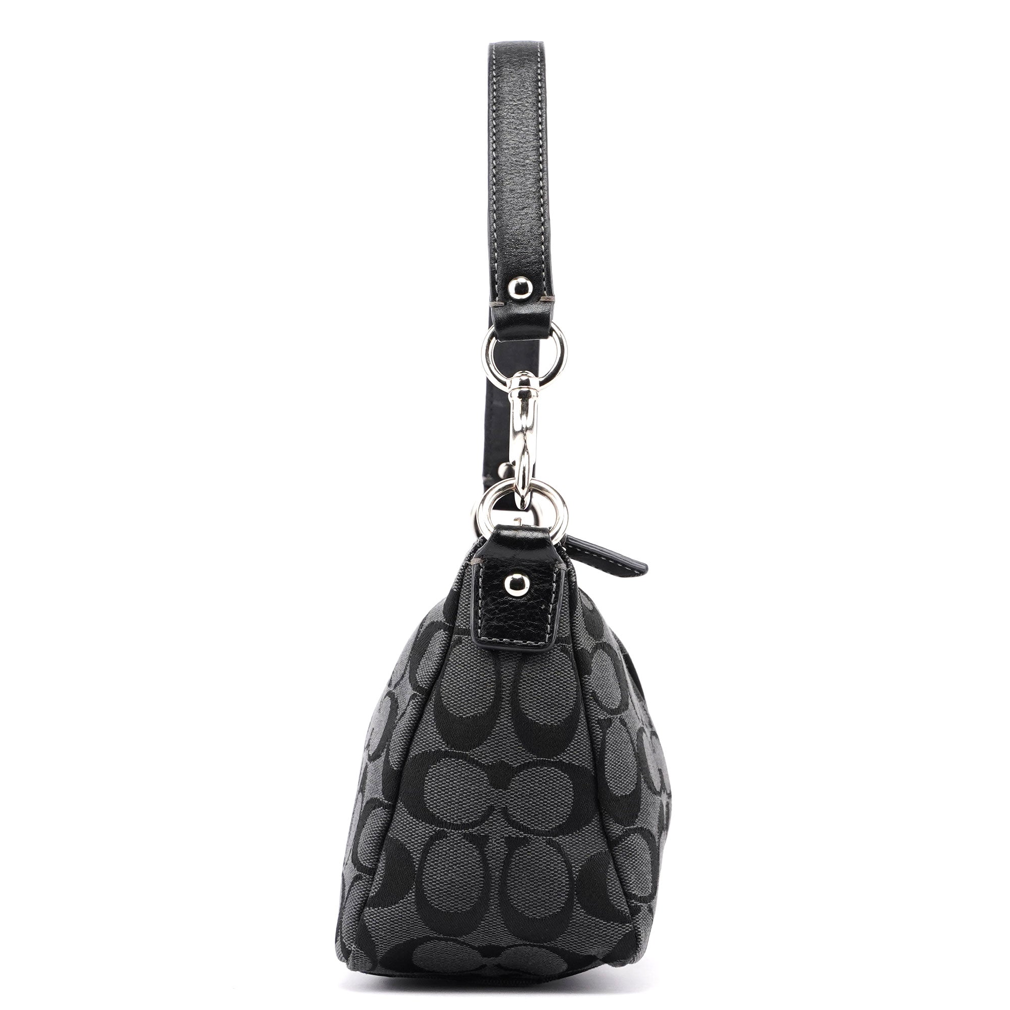 Black Monogram Canvas Calfskin Shoulder Bag