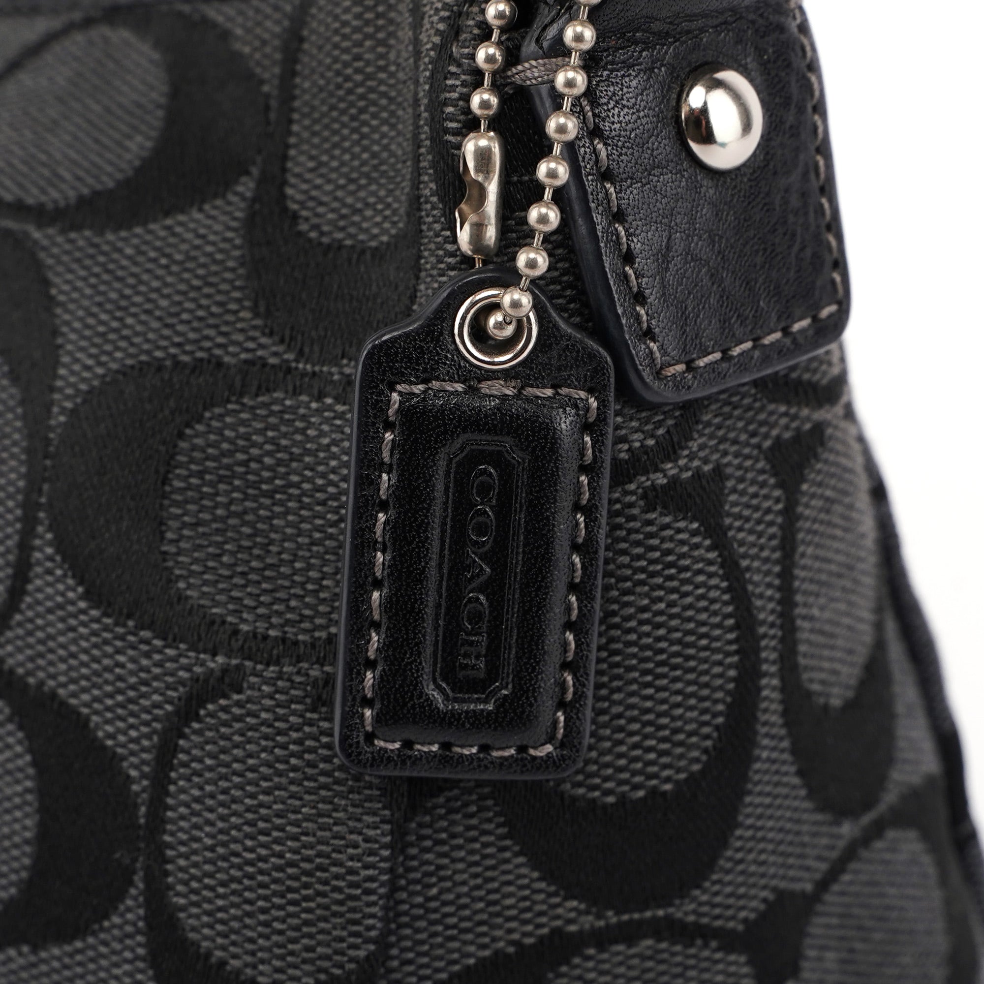 Black Monogram Canvas Calfskin Shoulder Bag