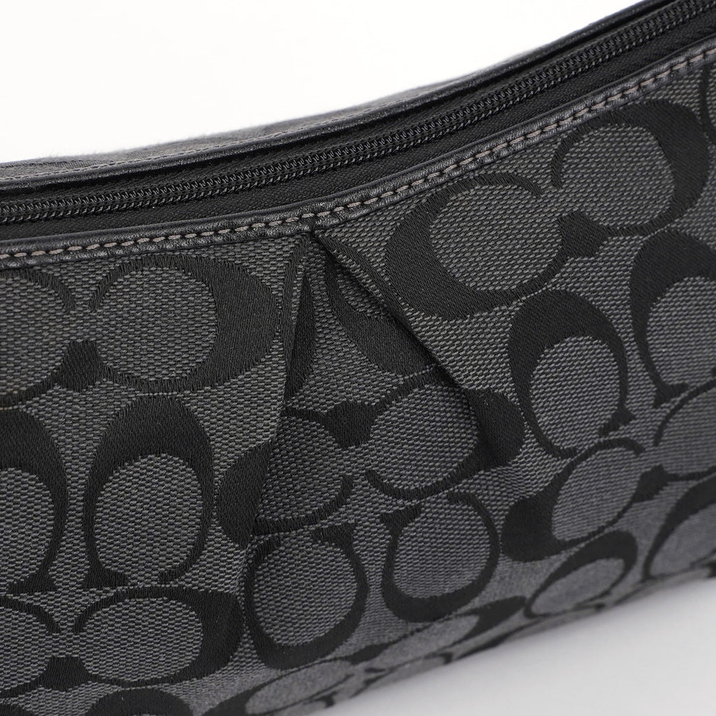 Black Monogram Canvas Calfskin Shoulder Bag